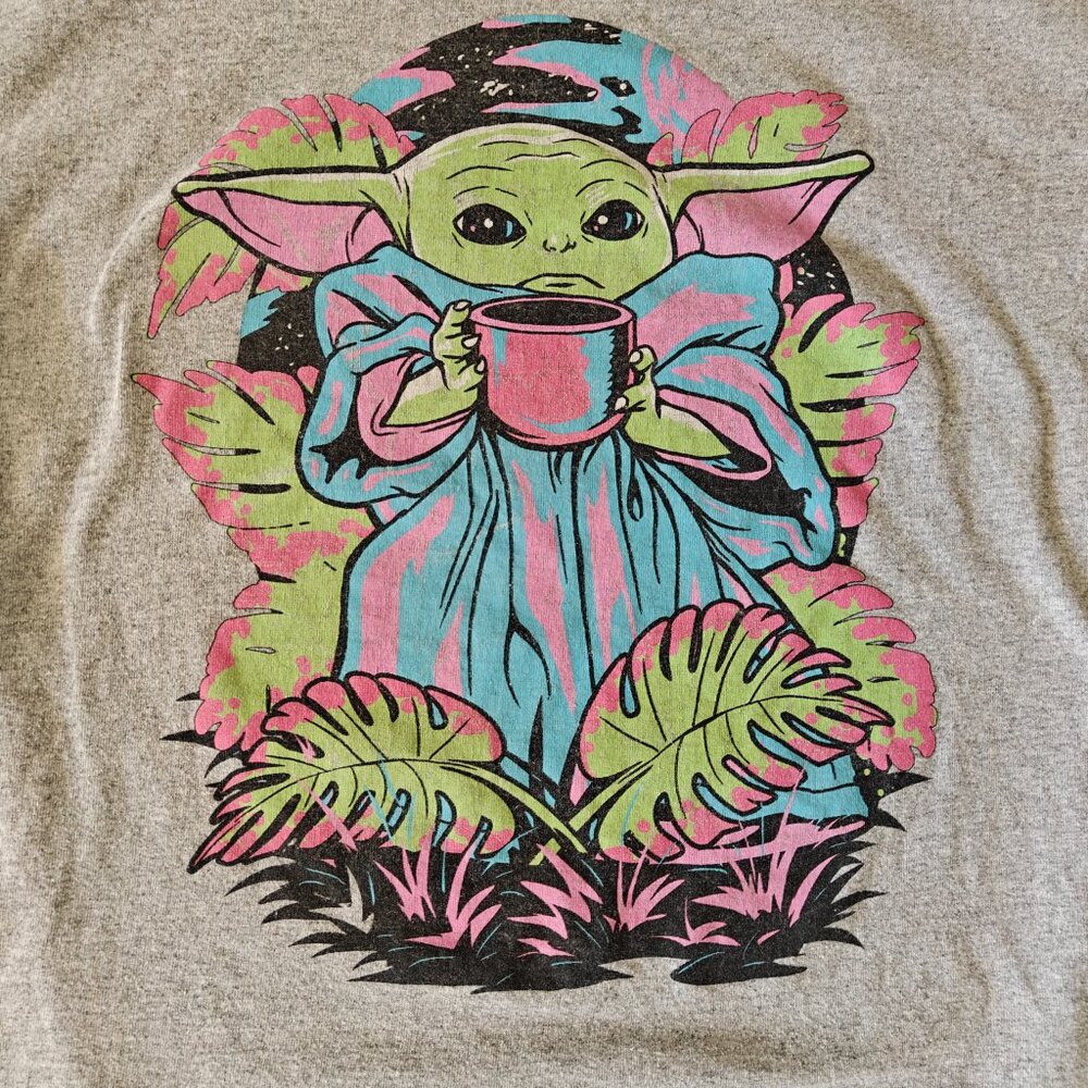 Star Wars x Neff - Baby Yoda - Grogu - Men's Large Gray Shirt